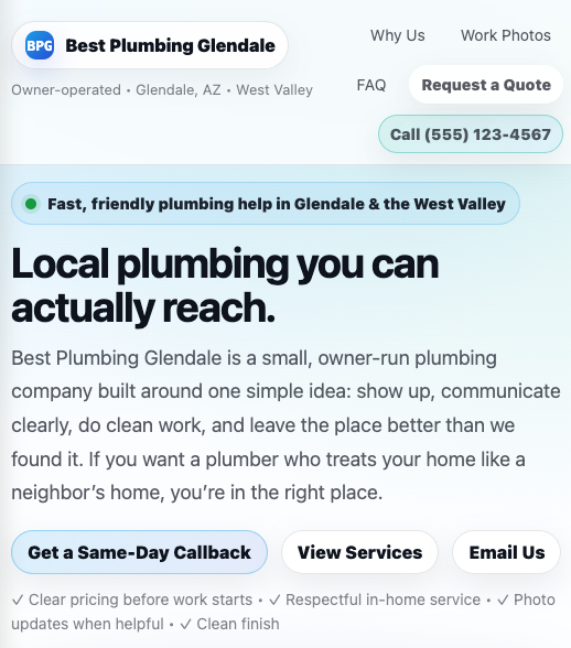 Example preview image for a local service website